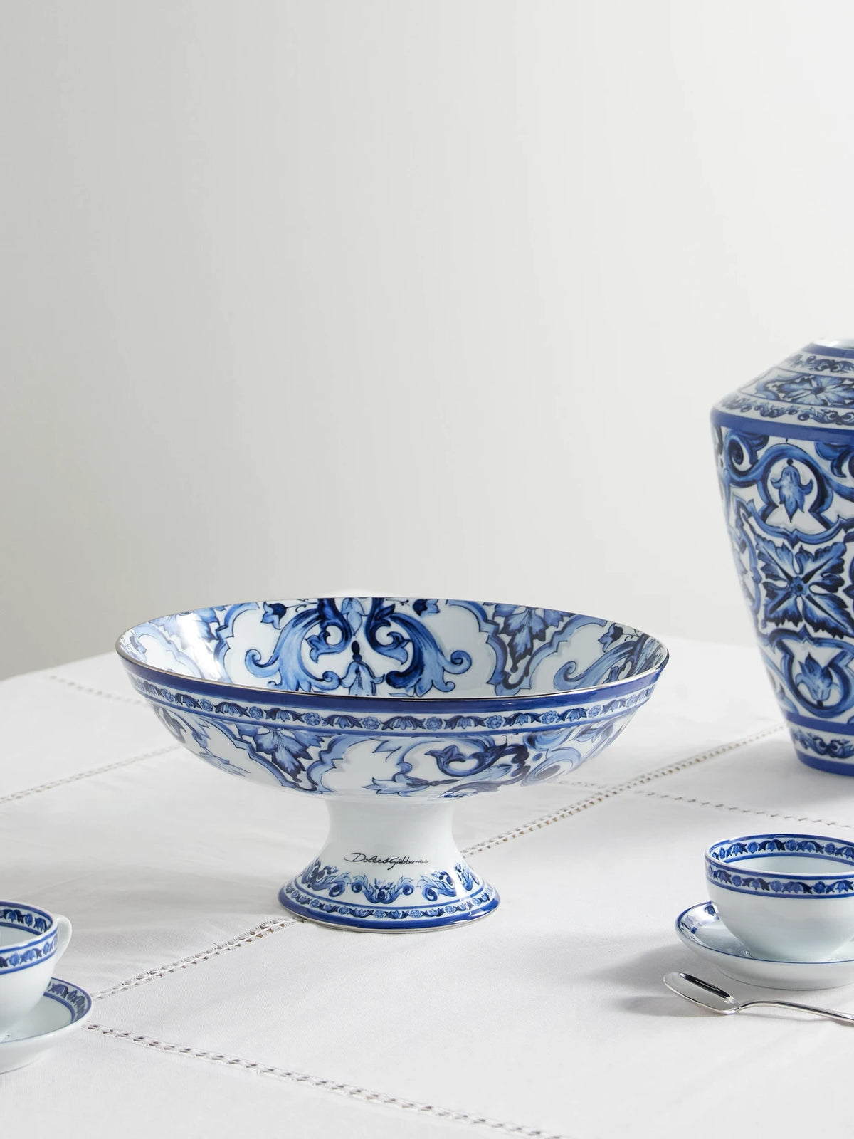 Image of Tableware. Product name - Painted Porcelain Bowl in Bright blue colour by brand - Dolce & Gabbana