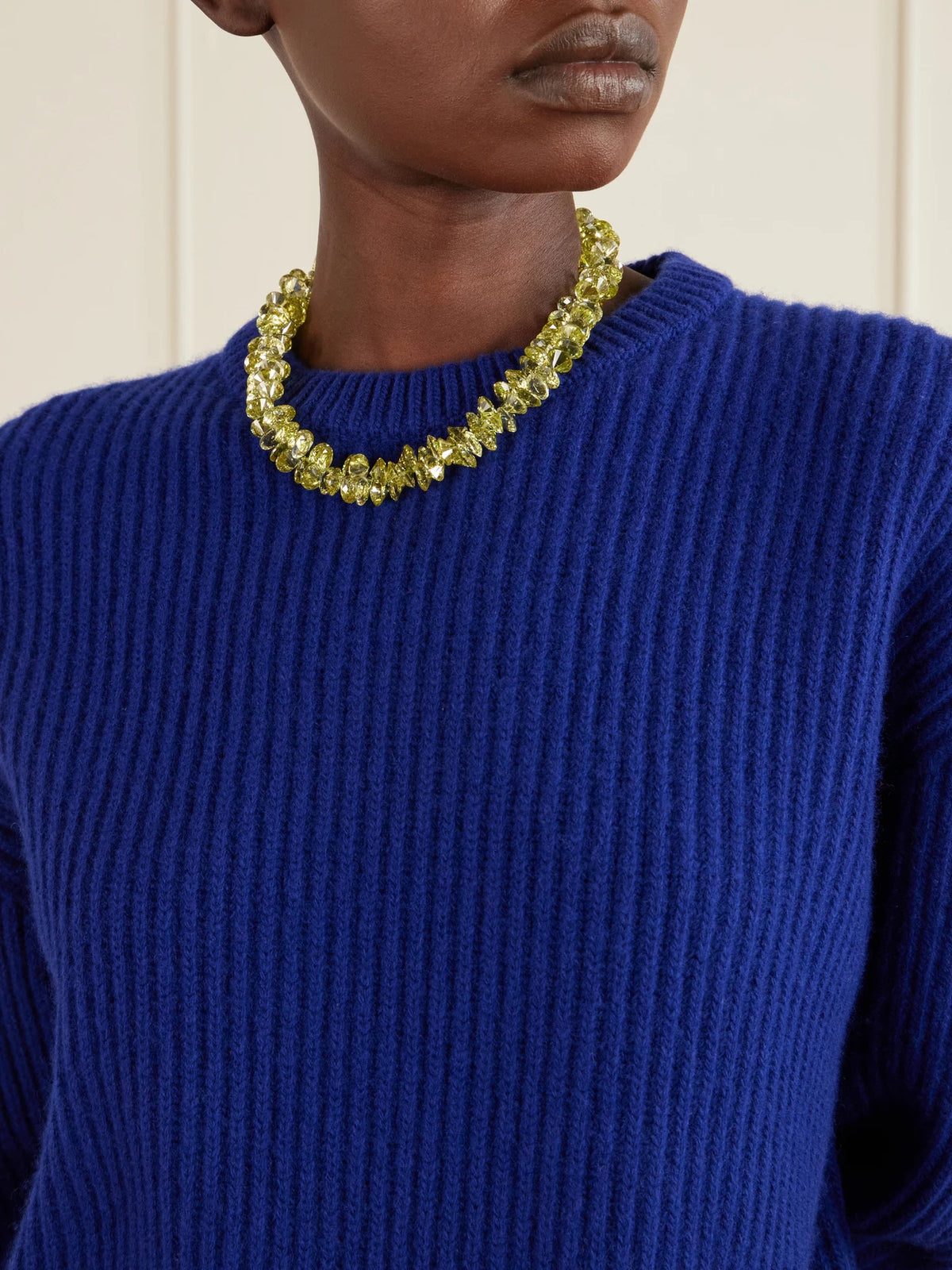 Image of Necklaces. Product name - The Cubic Cluster Gold-tone Cubic Zirconia Beaded Necklace in Green colour by brand - Roxanne Assoulin