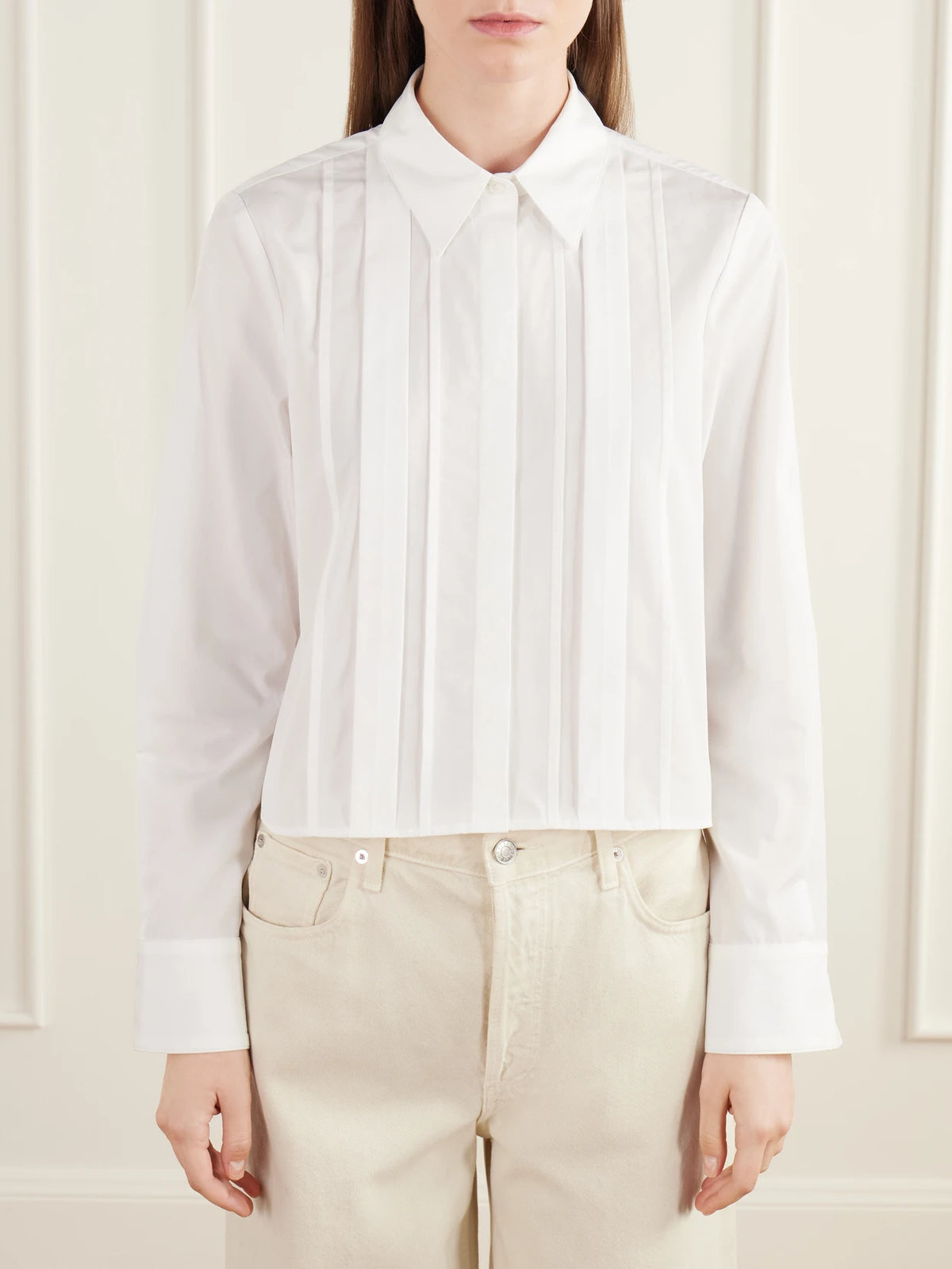 TWP Mon Cherie Cropped Pintucked Cotton-poplin Shirt