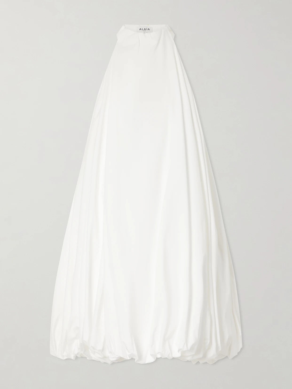 Image of Dresses. Product name - Halterneck Cotton-poplin Balloon Mini Dress in White colour by brand - Alaïa