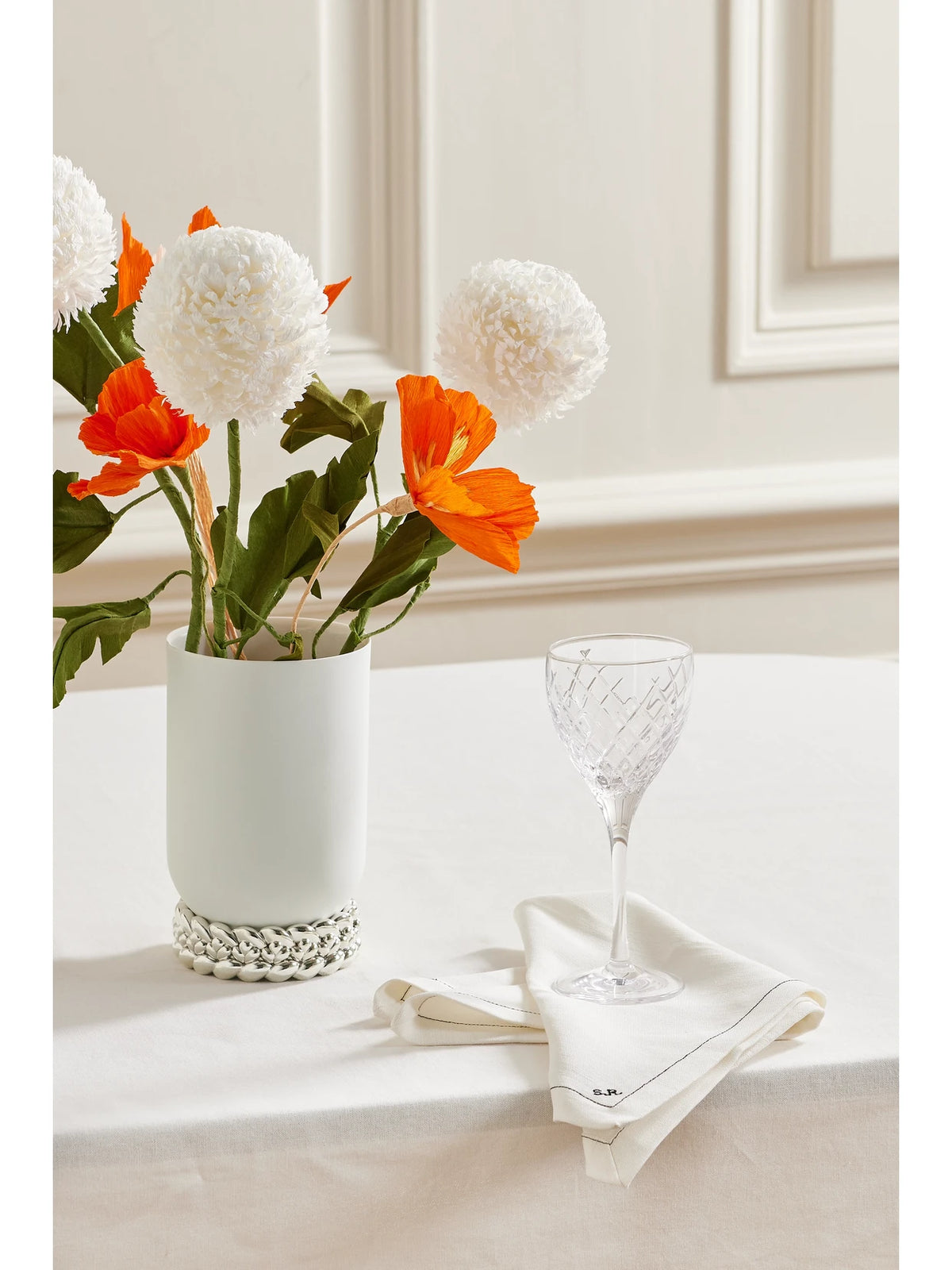 Image of Decor. Product name - Babylone Small Silver-plated Porcelain Vase in Multi colour by brand - Christofle