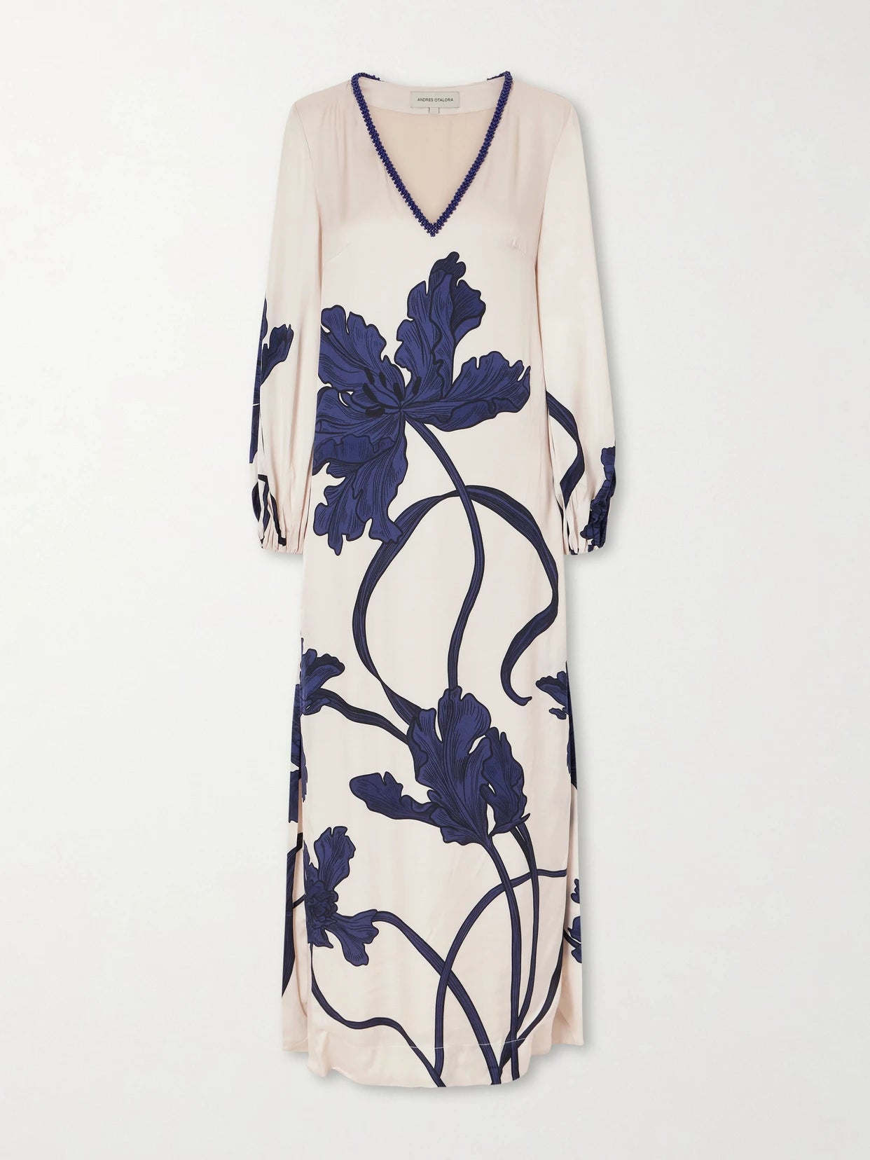 Aduma Embellished Floral-print Satin Maxi Dress