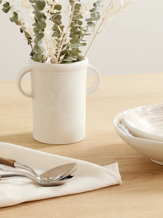 Image of Decor. Product name - Ceramic Vase in White colour by brand - Brunello Cucinelli
