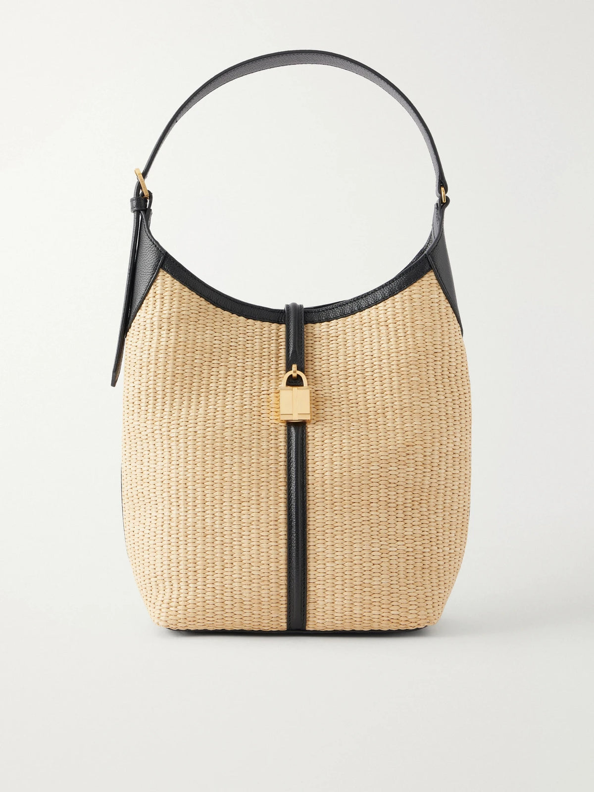The Siena Leather-trimmed Raffia Shoulder Bag