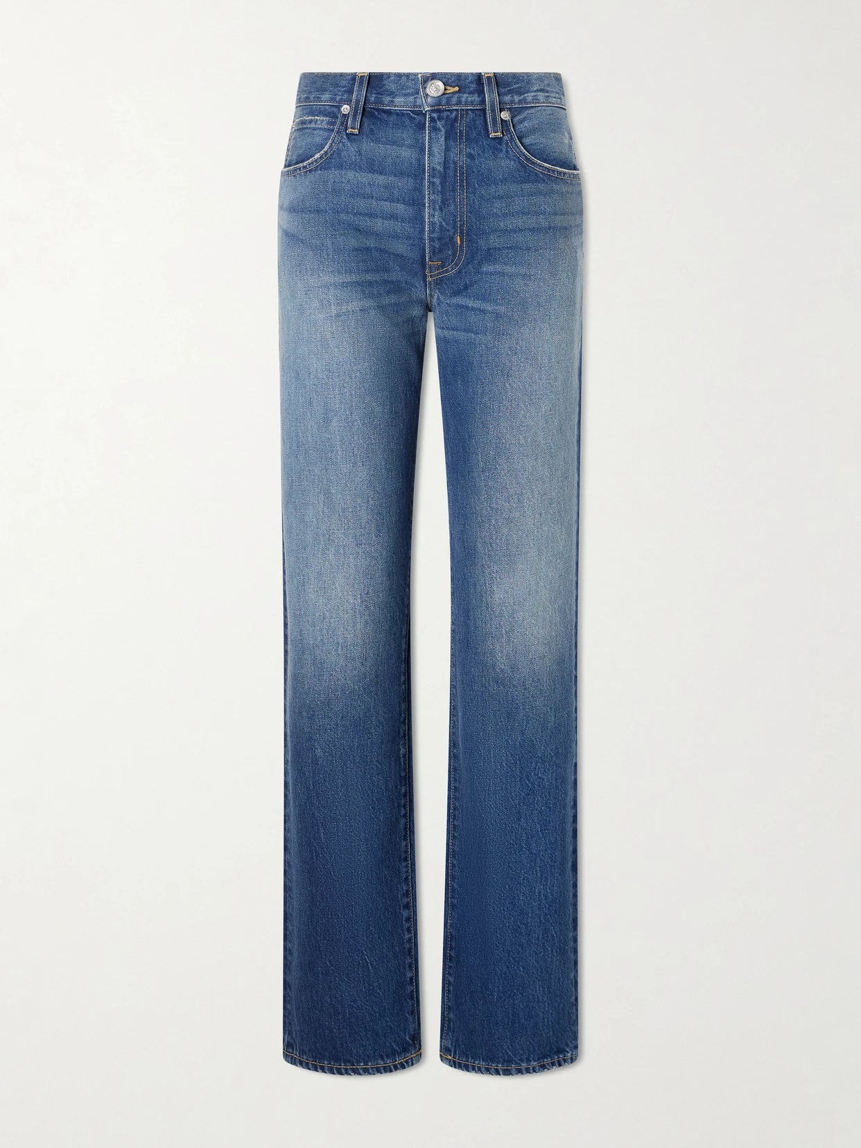 Image of Jeans. Product name - Kendra High-rise Straight-leg Jeans in Mid denim colour by brand - SLVRLAKE