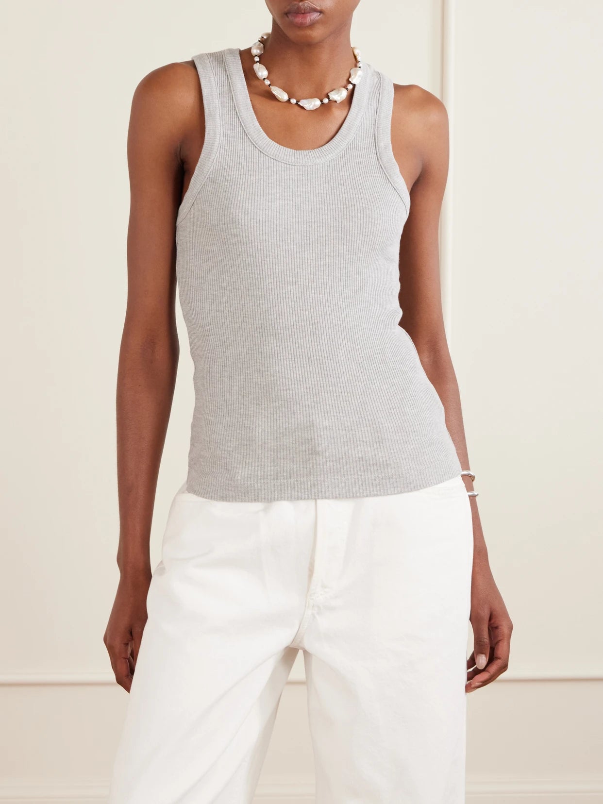 Poppy Ribbed Stretch Organic Cotton And Tencel Lyocell-blend Jersey Tank