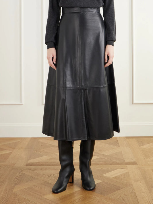 Giuliva Heritage The Ada Paneled Leather Midi Skirt