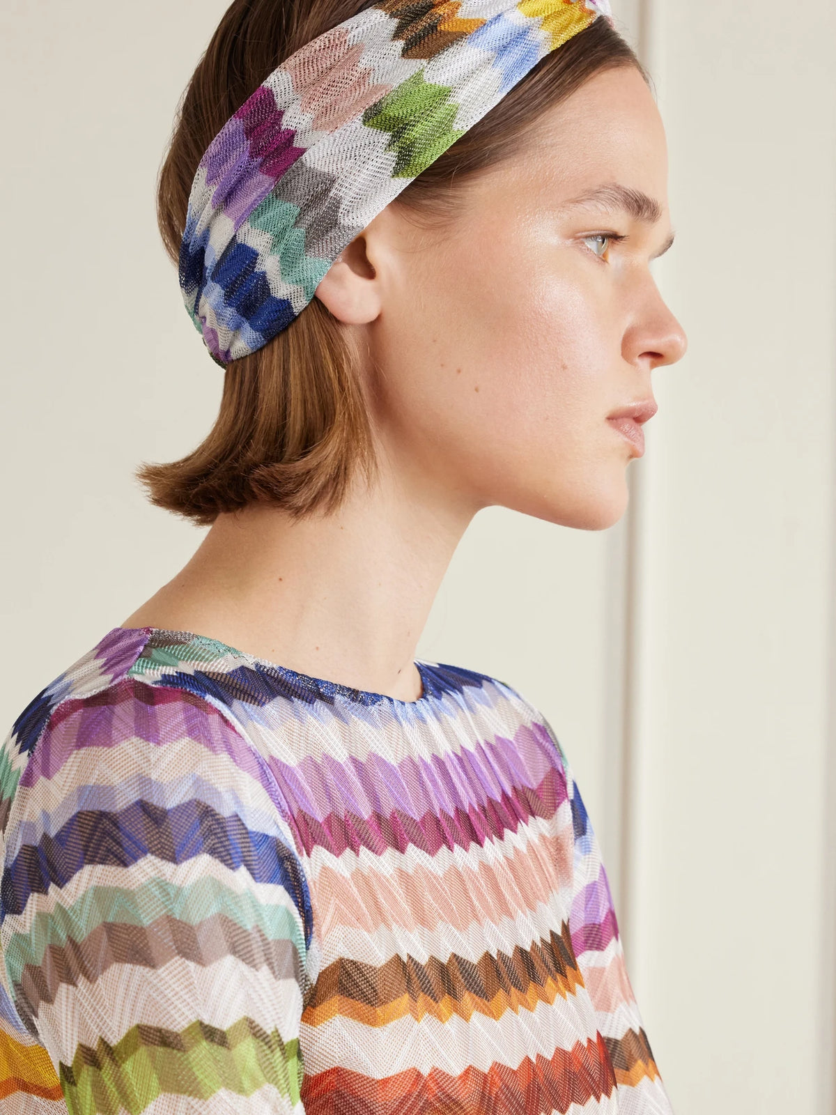Image of Accessories. Product name - Striped Crochet-knit Headband in Multi colour by brand - Missoni