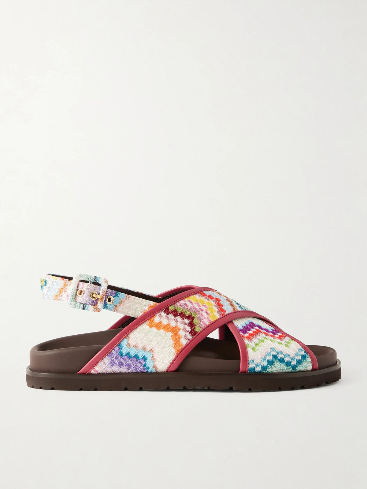 Allan Striped Leather-trimmed Lurex Sandals