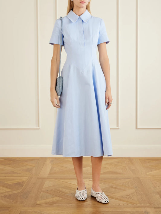 Image of Dresses. Product name - Jody Denim Midi Dress in Light denim colour by brand - Emilia Wickstead
