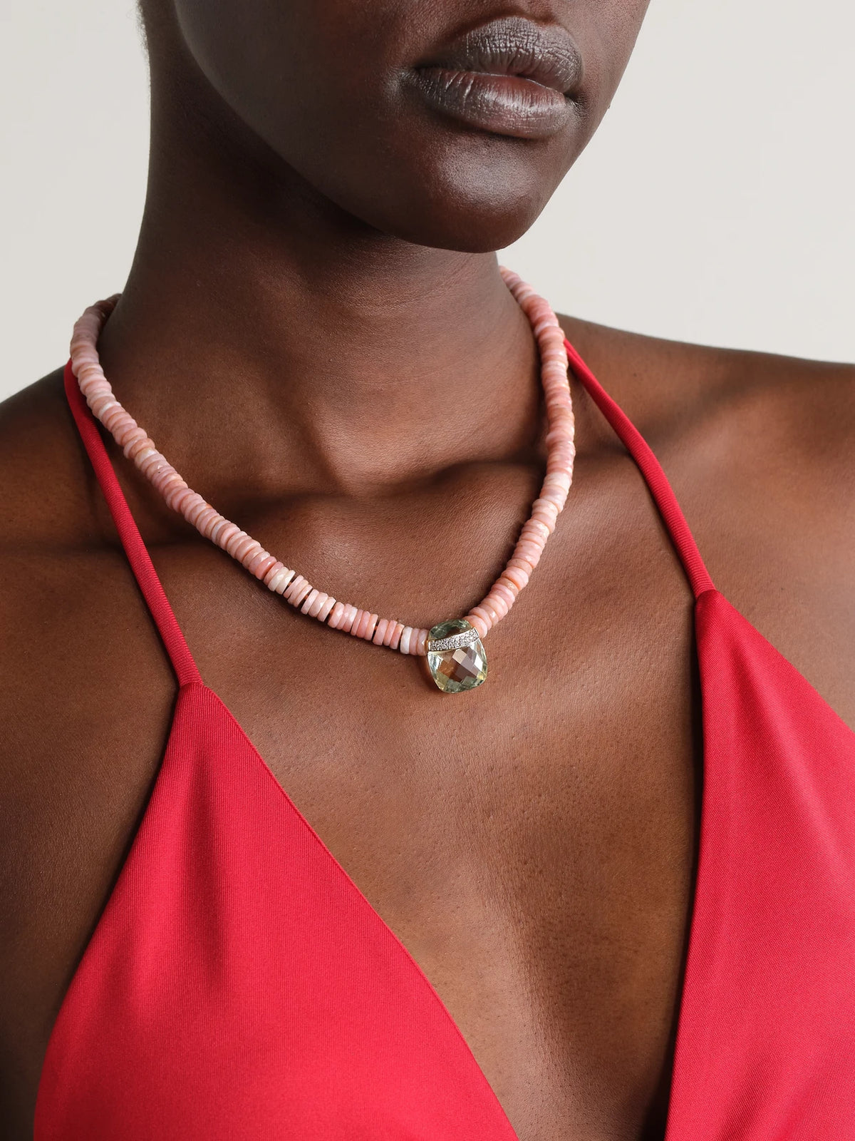 Image of Necklaces. Product name - 14-karat Gold Multi-stone Necklace in Multi colour by brand - JIA JIA