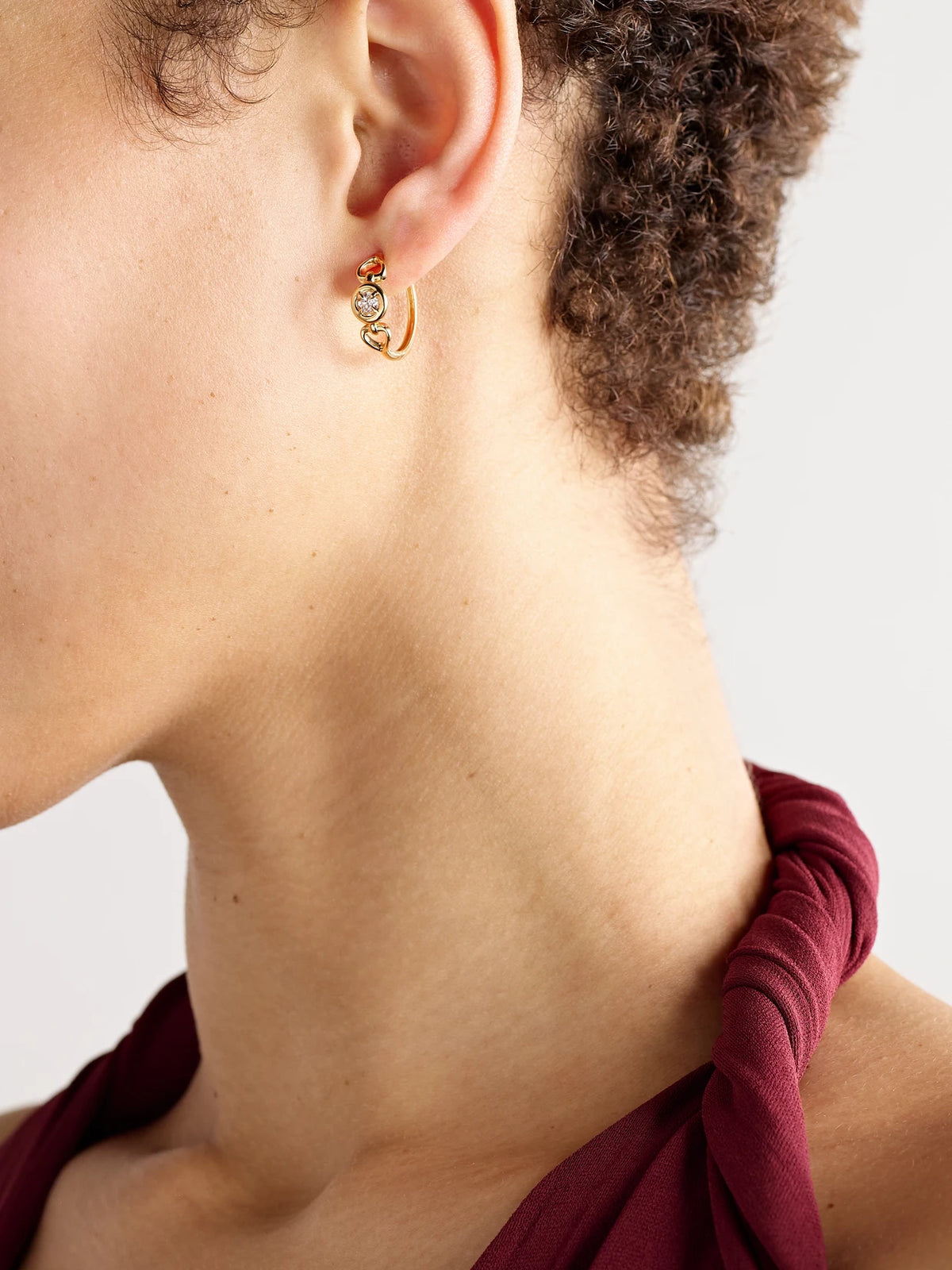 Image of Earrings. Product name - Silvia 14-karat Gold Diamond Hoop Earrings in Multi colour by brand - STONE AND STRAND