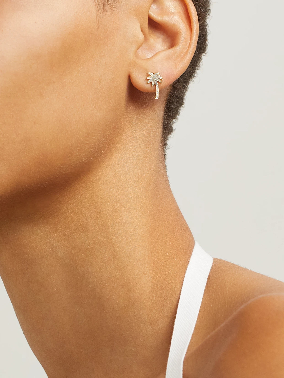 Image of Earrings. Product name - Mini Palm Tree 18-karat Gold Diamonds Earrings in Multi colour by brand - Jennifer Meyer