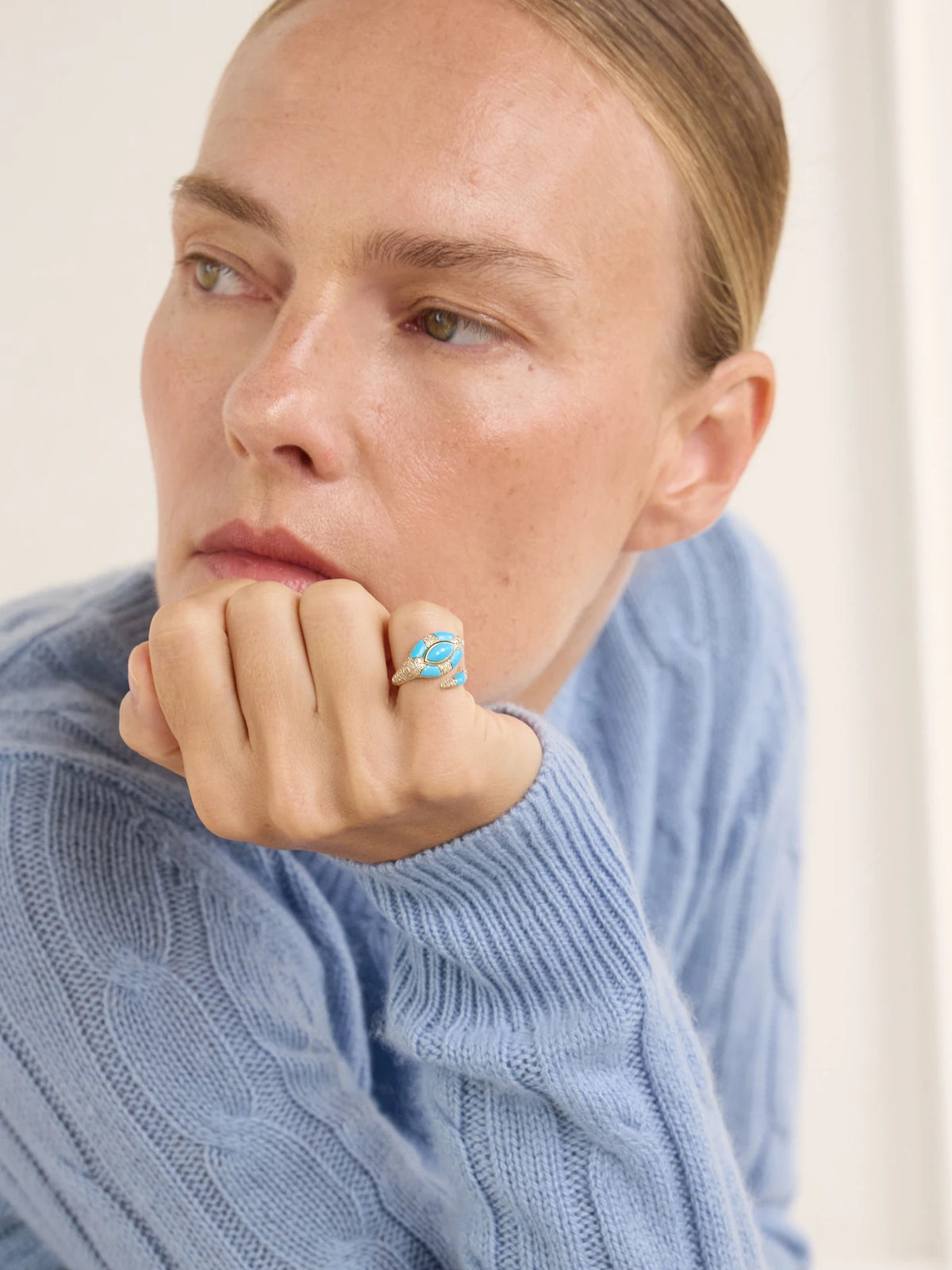Image of Rings. Product name - Riviera 18-karat Gold, Turquoise And Diamond Ring in Blue colour by brand - SHAY