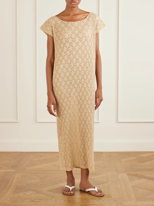 Image of Dresses. Product name - Koria Lace Midi Dress in Beige colour by brand - The Row