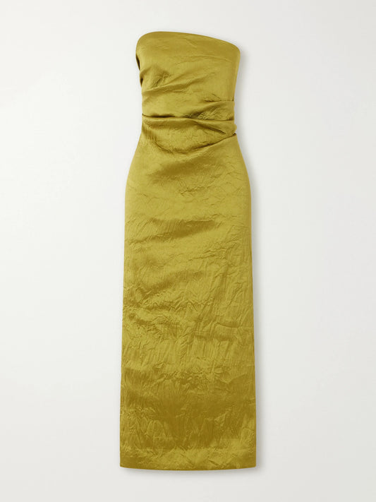 TOVE Kezia Draped Crinkled Satin Midi Dress