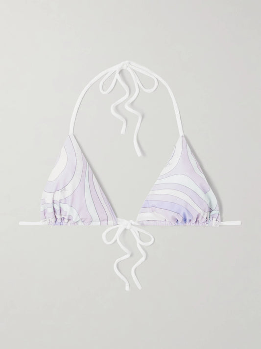 Image of Swimwear. Product name - Triangle Bikini Top in Lavender colour by brand - PUCCI