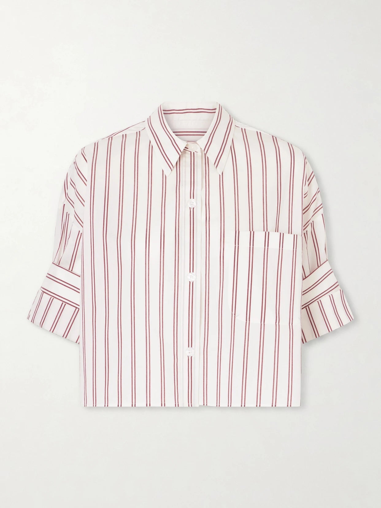 Next Ex Cropped Striped Cotton And Silk-blend Shirt