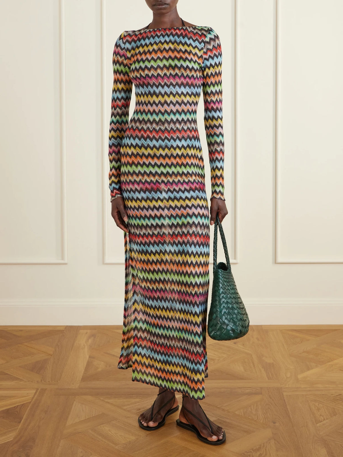 Image of Dresses. Product name - Striped Metallic Crochet-knit Cover-up in Multi colour by brand - Missoni