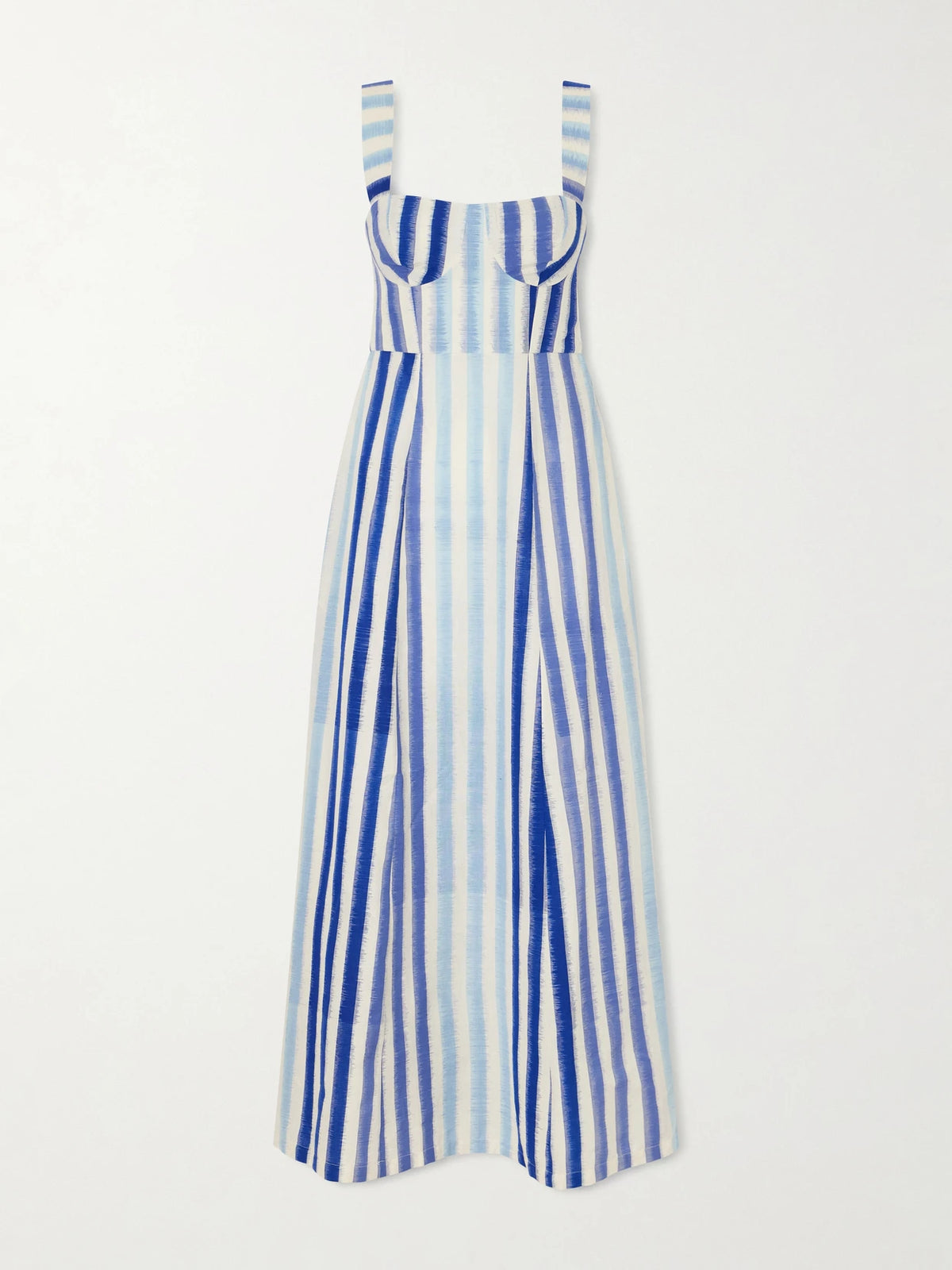 Emporio Sirenuse Azzurra Ikat Striped Cotton Midi Dress