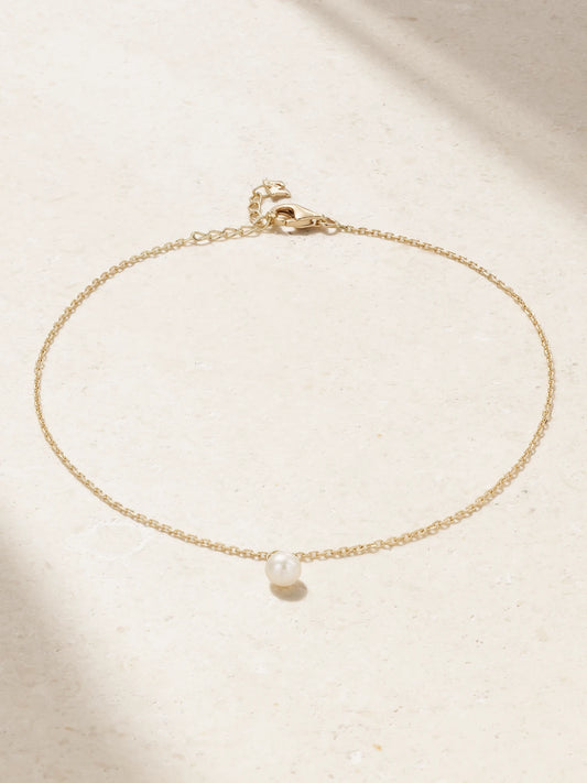 14-karat Gold Pearl Anklet