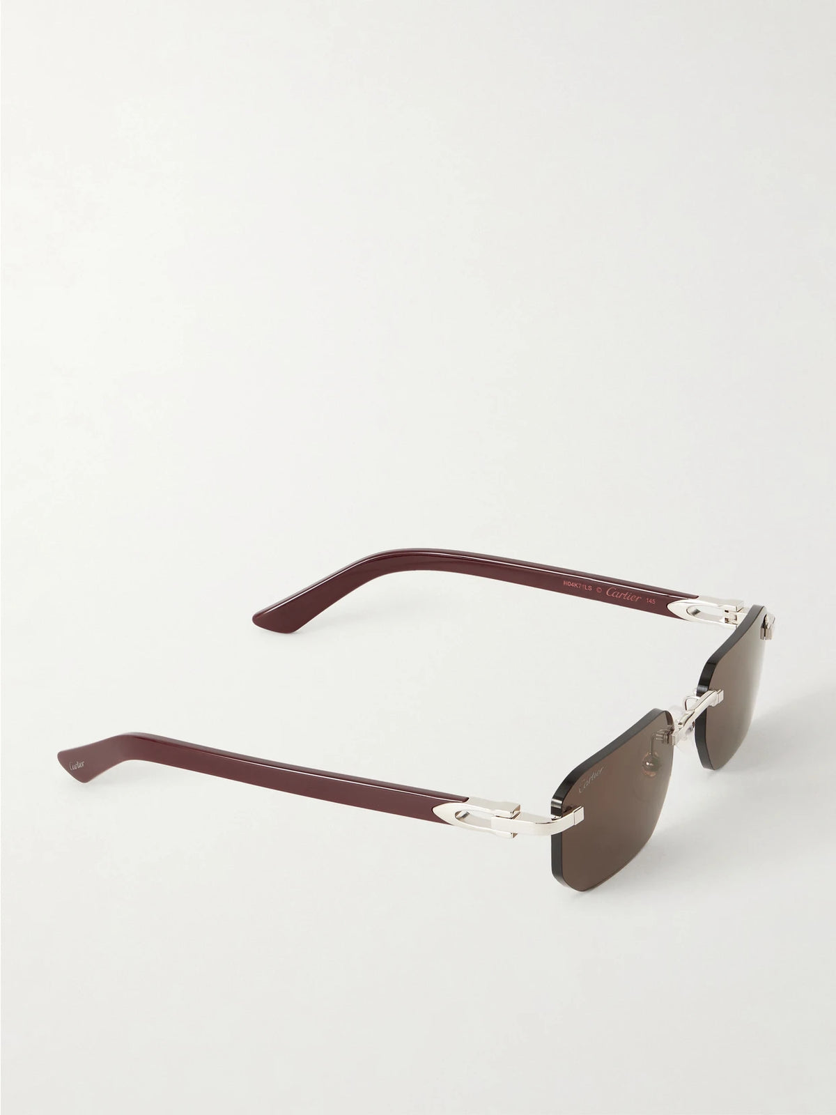 Signature C Rimless Rectangular-frame Silver-tone And Acetate Sunglasses