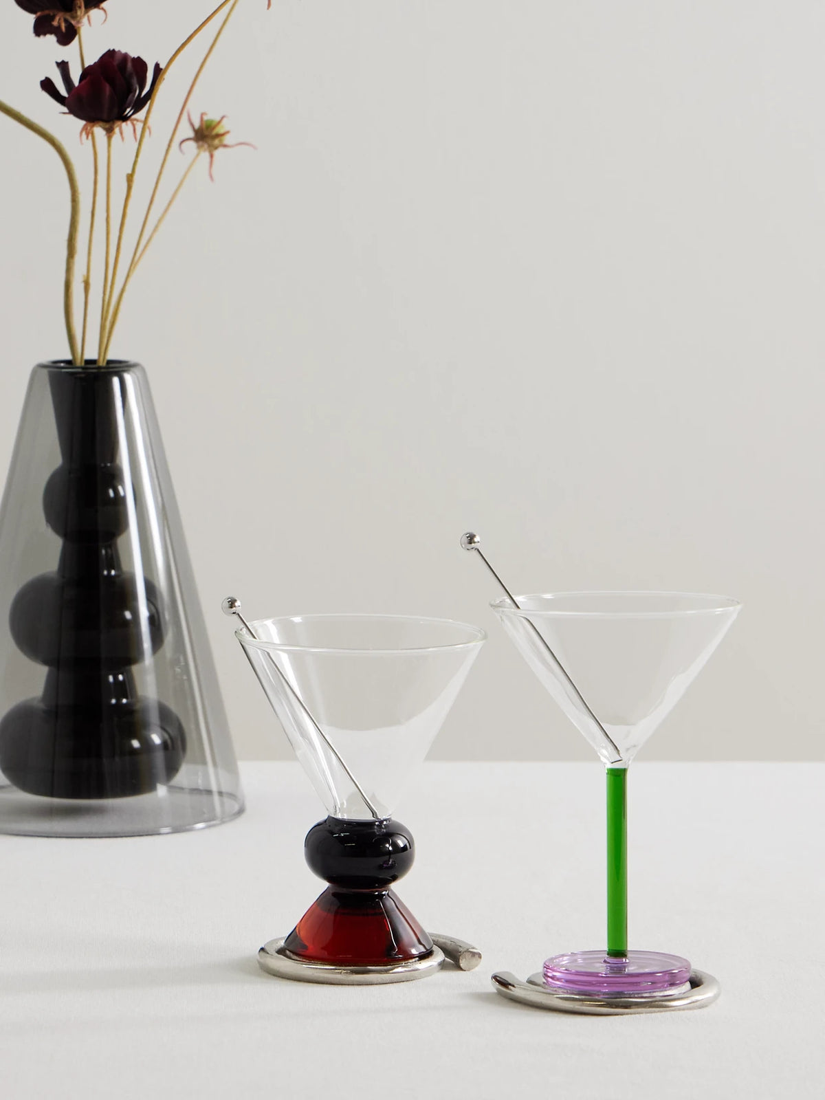 Image of Tableware. Product name - + Ghia Totem Set Of Two Glasses in Multi colour by brand - Sophie Lou Jacobsen