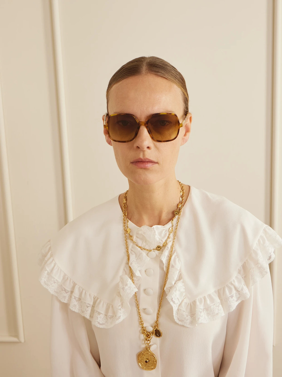 Image of Sunglasses. Product name - Judy Round-frame Tortoiseshell Acetate Sunglasses in Multi colour by brand - Chloé