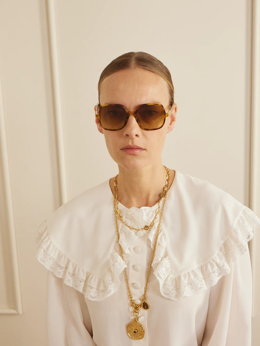 Image of Sunglasses. Product name - Judy Round-frame Tortoiseshell Acetate Sunglasses in Multi colour by brand - Chloé
