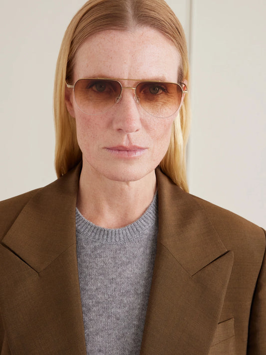 Image of Sunglasses. Product name - Mcnair Aviator-style Metal Sunglasses in Gold colour by brand - Barton Perreira