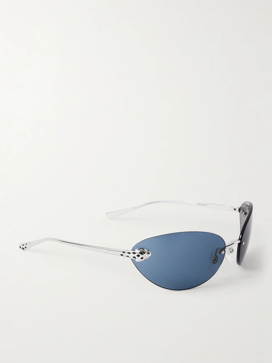 Panthère De Cartier Rimless Cat-eye Silver-tone Sunglasses