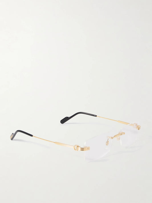 Eyewear Première De Cartier Rimless Rectangle-frame Gold-tone Optical Glasses