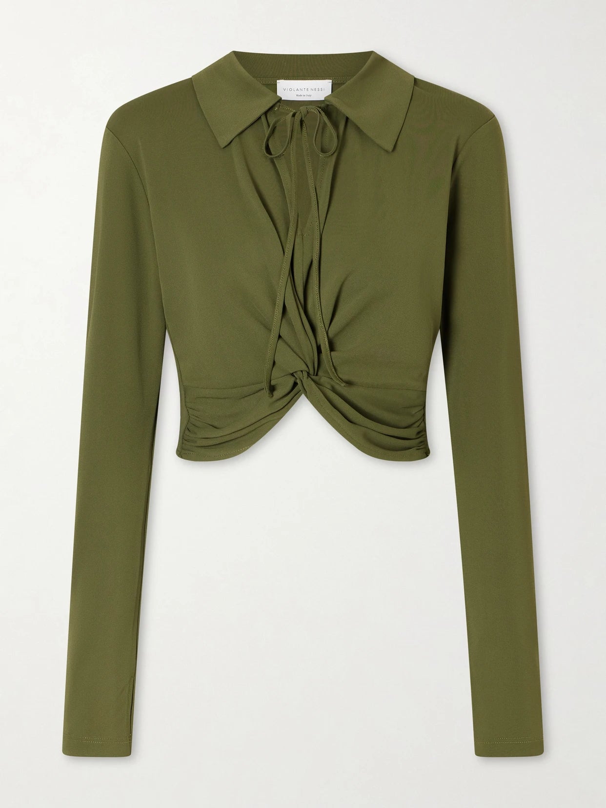 Gathered Knotted Cropped Top
