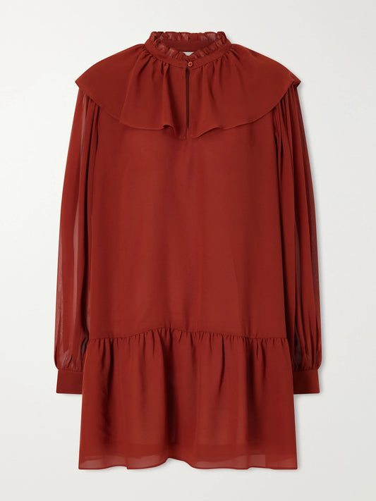 FRAME Tiered Ruffled Silk-chiffon Mini Dress