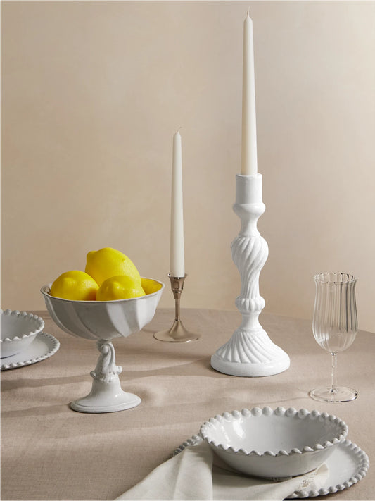 Image of Decor. Product name - Peggy Ceramic Candlestick in White colour by brand - Astier De Villatte