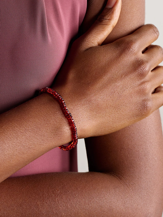 Image of Bracelets. Product name - Gold Garnet Bracelet in Red colour by brand - JIA JIA