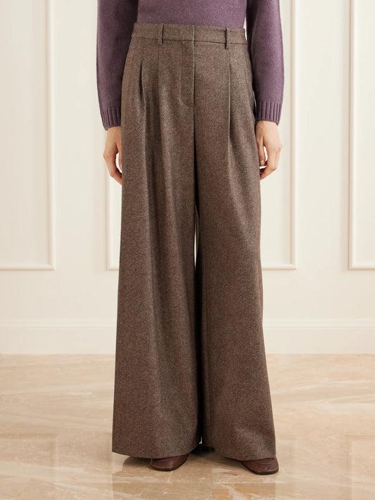 TWP Avery Stretch Wool And Cashmere-blend Herringbone Wide-leg Pants