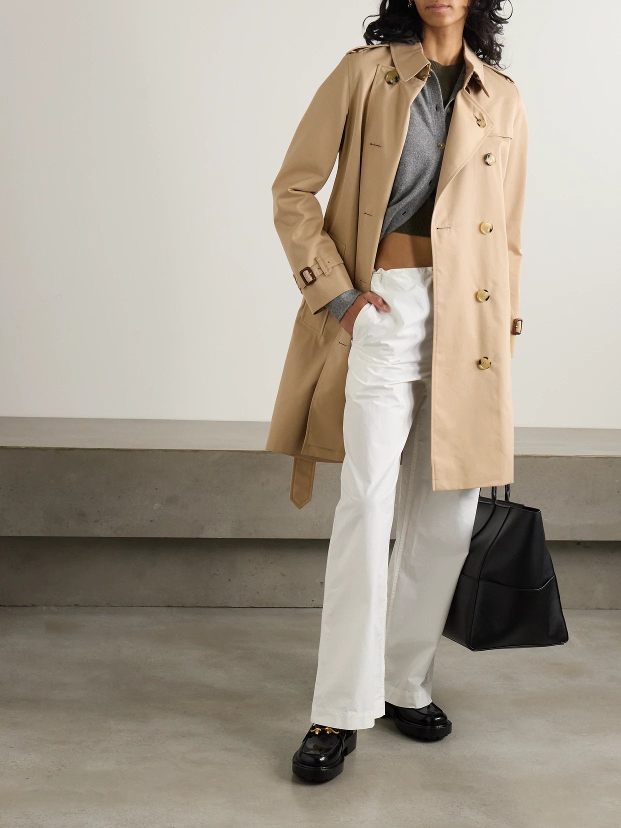 Image of Coats & Jackets. Product name - Kensington Organic Cotton-gabardine Trench Coat in Neutral colour by brand - Burberry