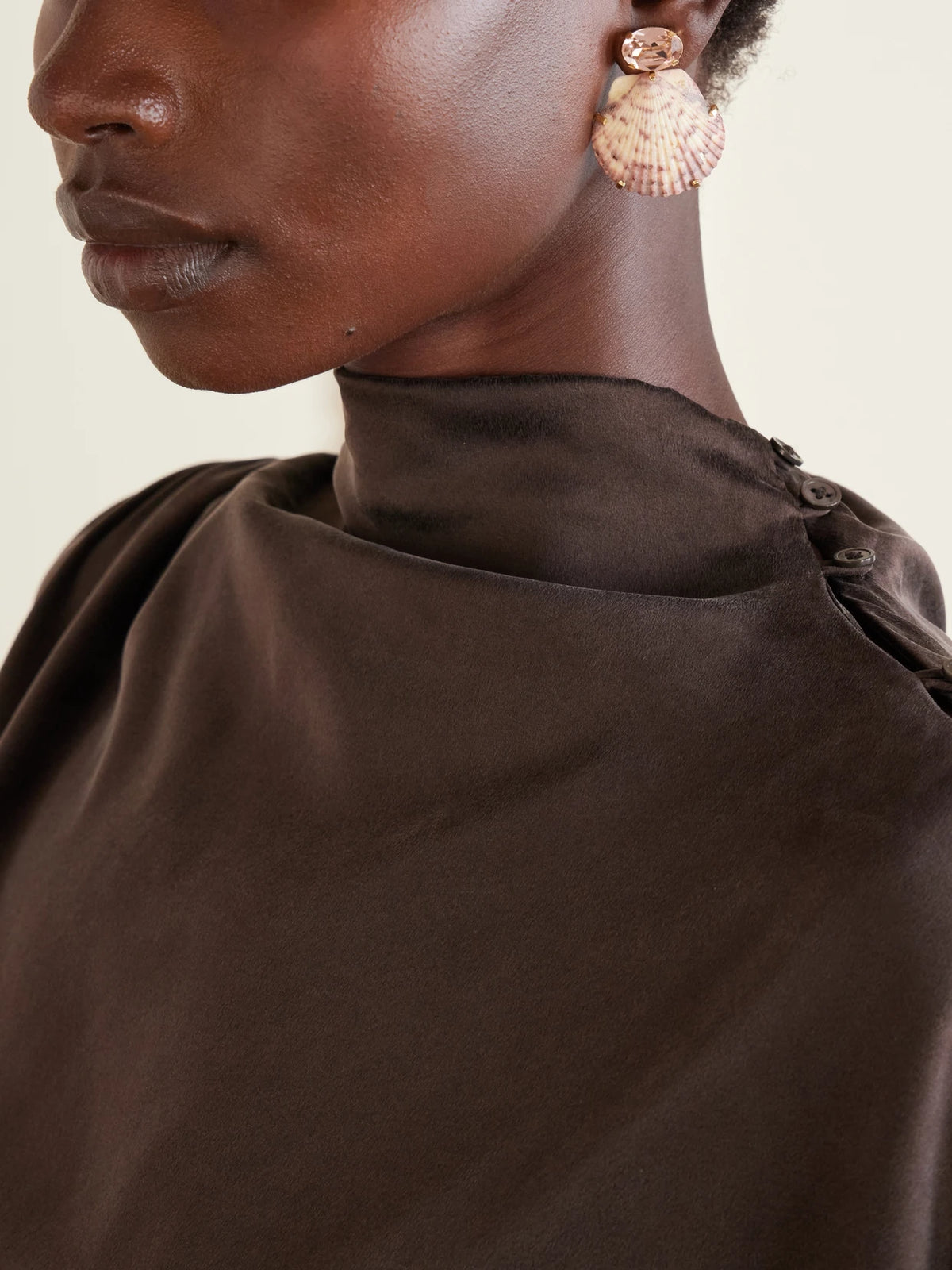 Image of Earrings. Product name - Kauai Seashell-embellished Gold-tone Earrings in Pink colour by brand - Jennifer Behr
