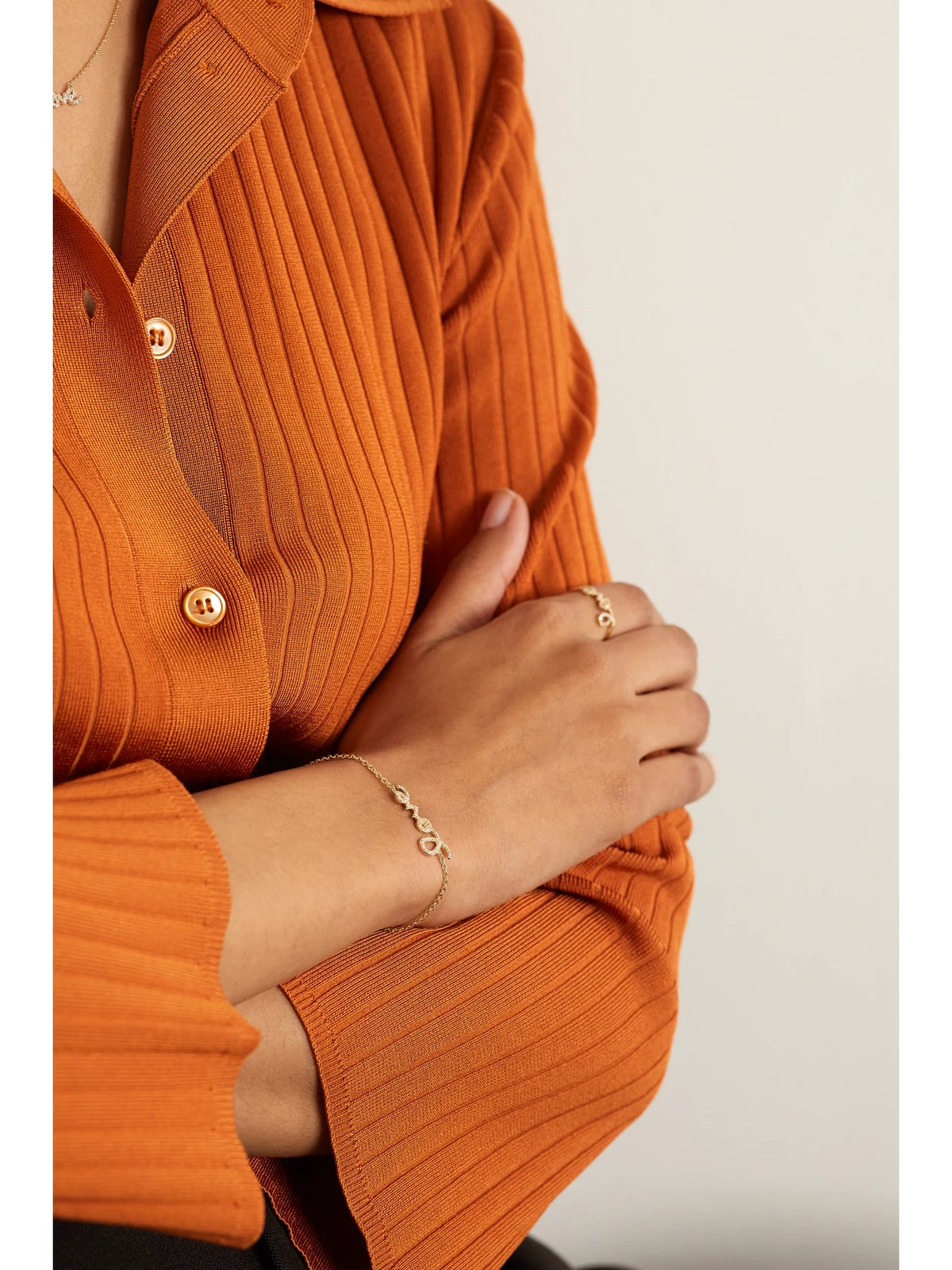 Image of Bracelets. Product name - Love Medium 14-karat Gold Diamond Bracelet in Multi colour by brand - Sydney Evan