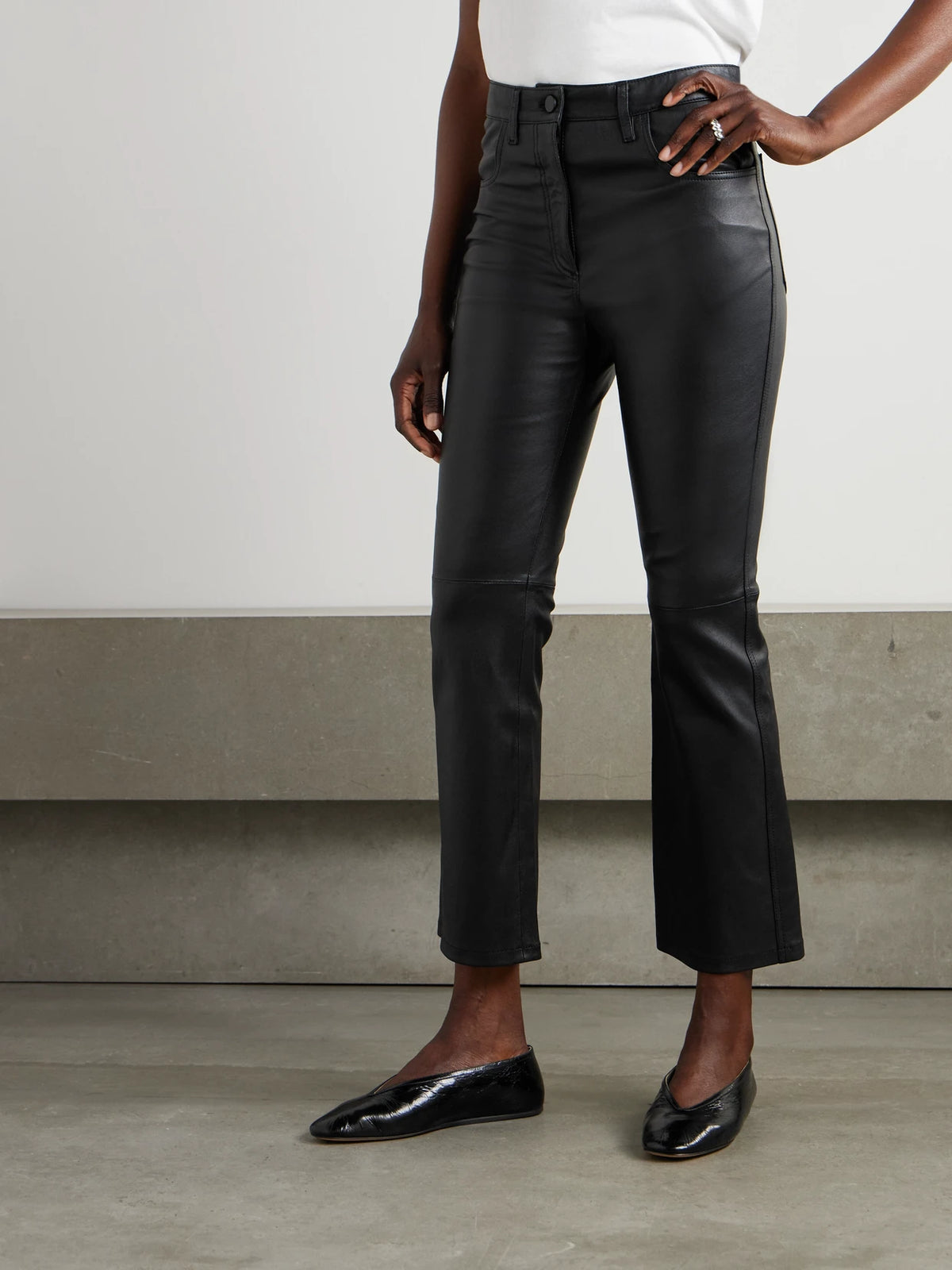Duke Cropped Leather Flared Pants