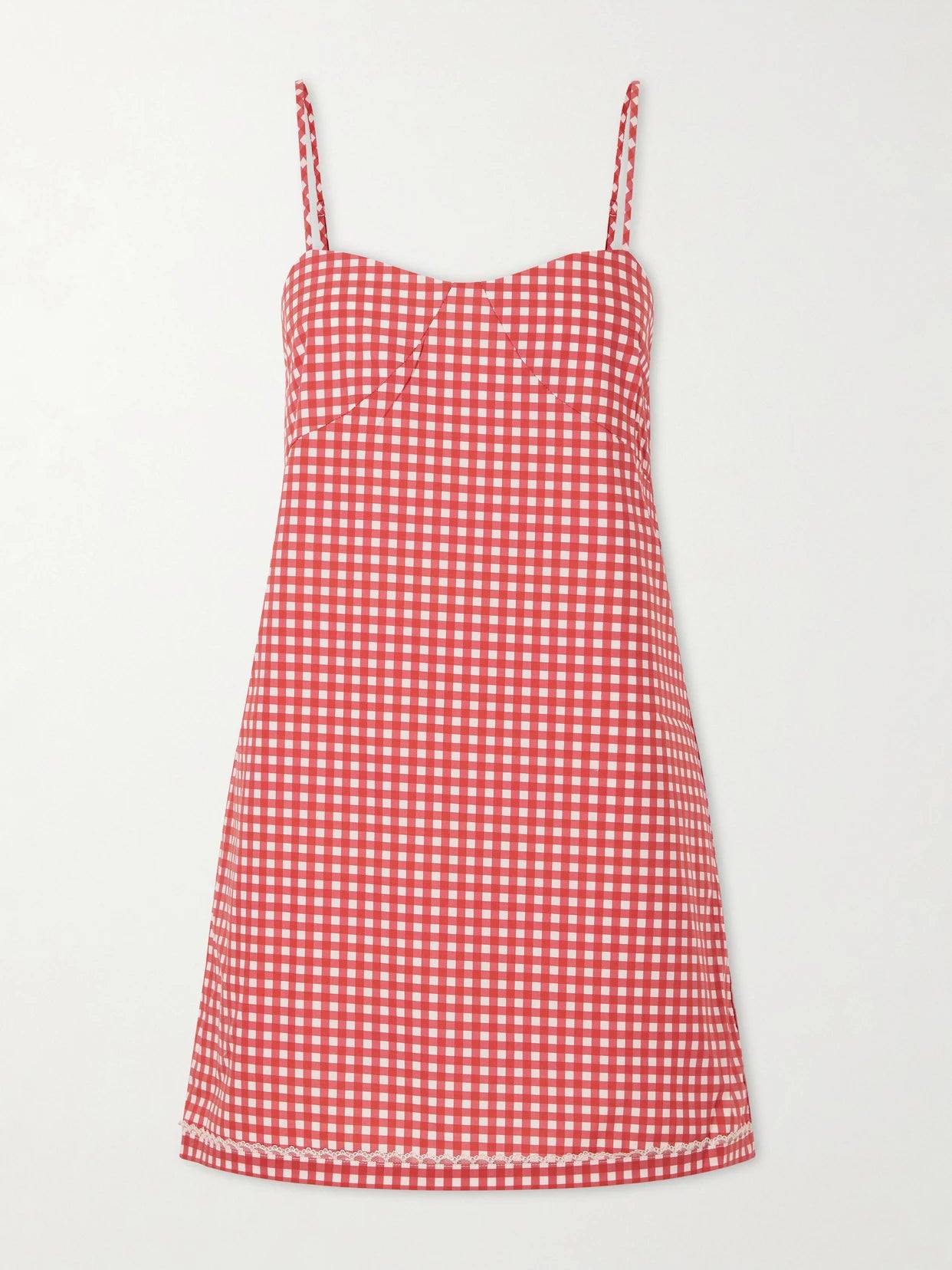 Image of Dresses. Product name - Lindie Gingham Cotton Mini Dress in Red colour by brand - Posse