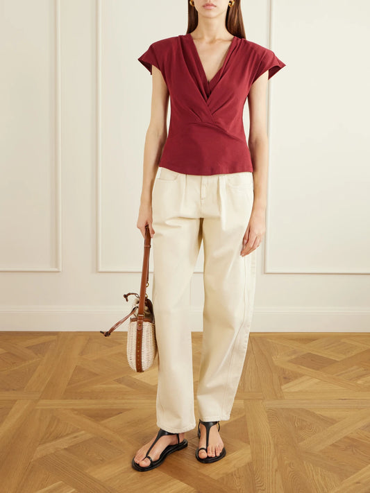 Nadrine Draped Cotton-jersey T-shirt