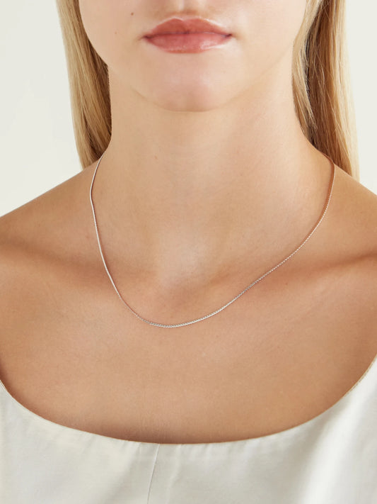 Image of Necklaces. Product name - Mini Omega Platinum-plated Necklace in Silver colour by brand - Laura Lombardi