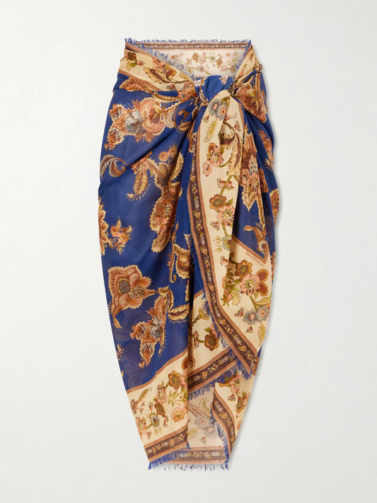 Frayed Printed Cotton Pareo