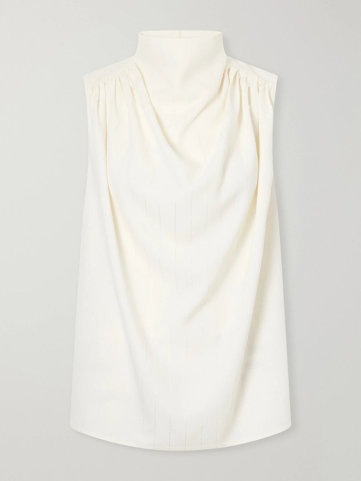 KALLMEYER Penny Sequined Ruched Striped Twill Top