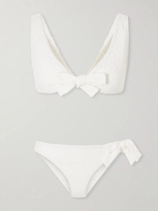 Bow Floral-jacquard Bikini
