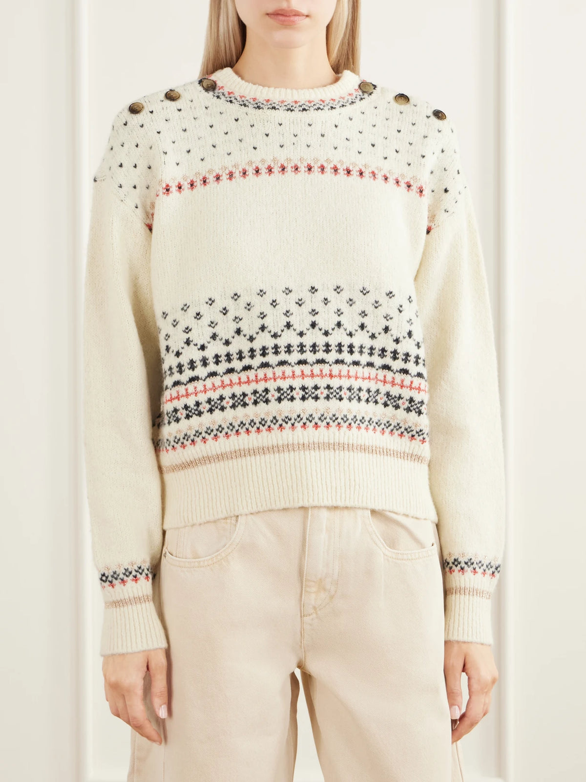 MARANT ÉTOILE Zury Fair Isle Rib-trimmed Knitted Sweater