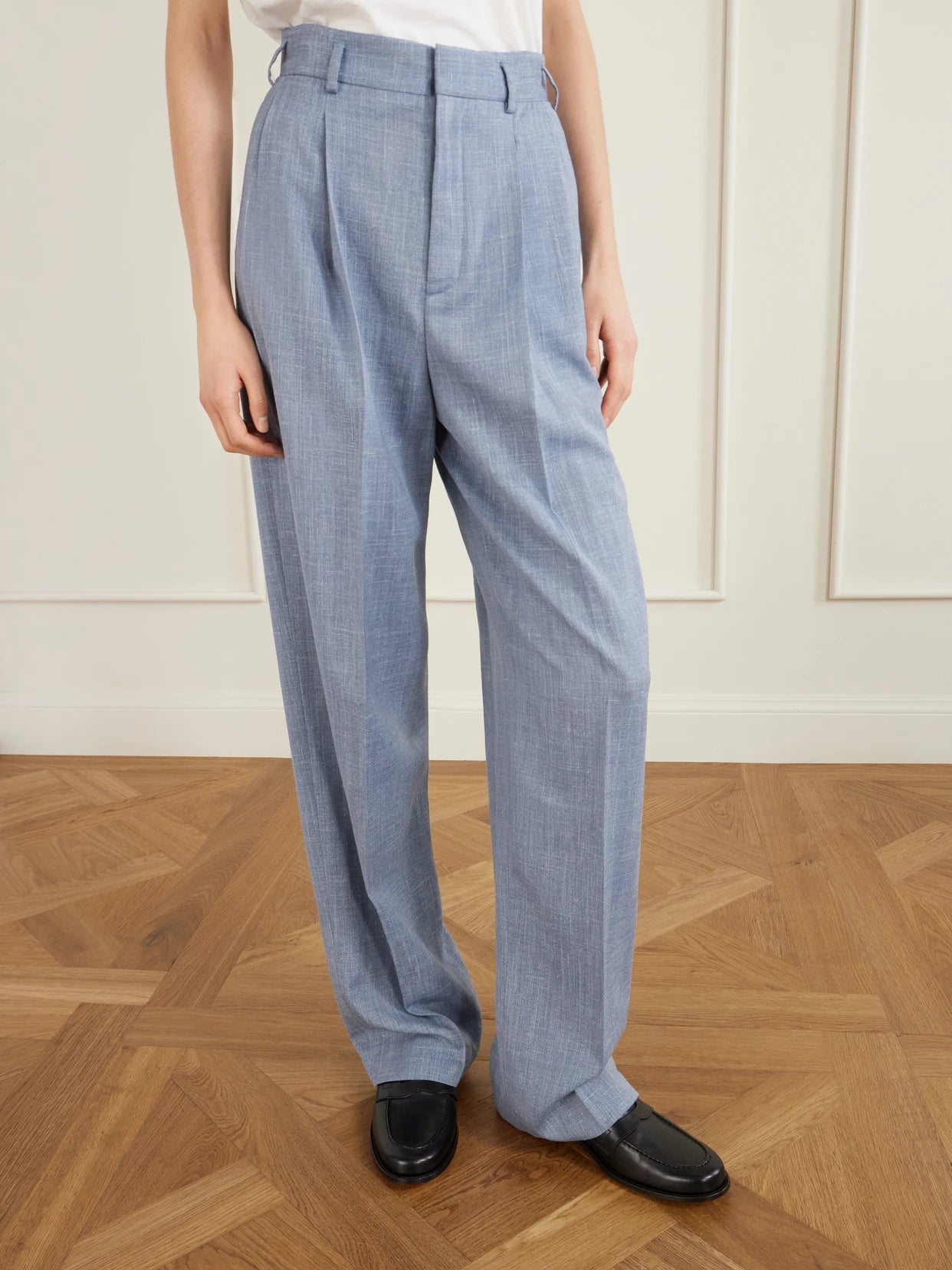 Hector Pleated Wool, Silk And Linen-blend Wide-leg Pants