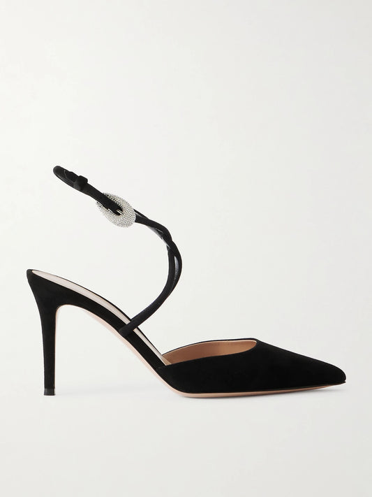 Jungle Mamba 85 Crystal-embellished Suede Pumps